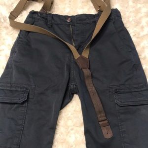 Zara boys cargo pants with suspenders
